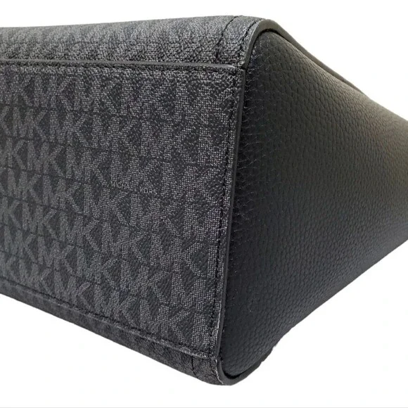 MICHAEL KORS Signature Tote Bag – Black/Charcoal MK Logo, Gold Hardware - Picture 5 of 10